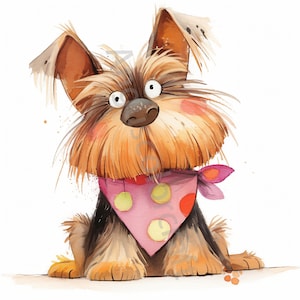 10 JPG skurriler Welpe Clip Art, Aquarell Clip Art, Junk Journaling, Scrapbook, Kartenherstellung, digitaler Download, Fantasie, wunderlicher süßer Hund