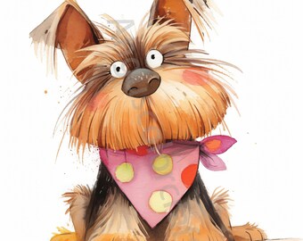 10 JPG Quirky Puppy Clip art, Watercolor Clip art, Junk Journaling, Scrapbook, Card Making, Digital Download, Fantasy, Whimsical Cute Dog