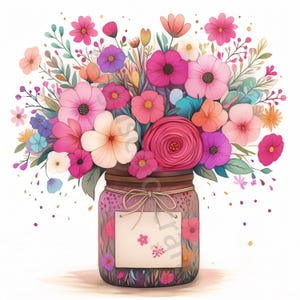 10 lindas y extravagantes imágenes prediseñadas de flores, imágenes prediseñadas de jarrón de flores, JPG de alta resolución, descarga digital, imágenes prediseñadas de acuarela, imprimibles, licencia comercial