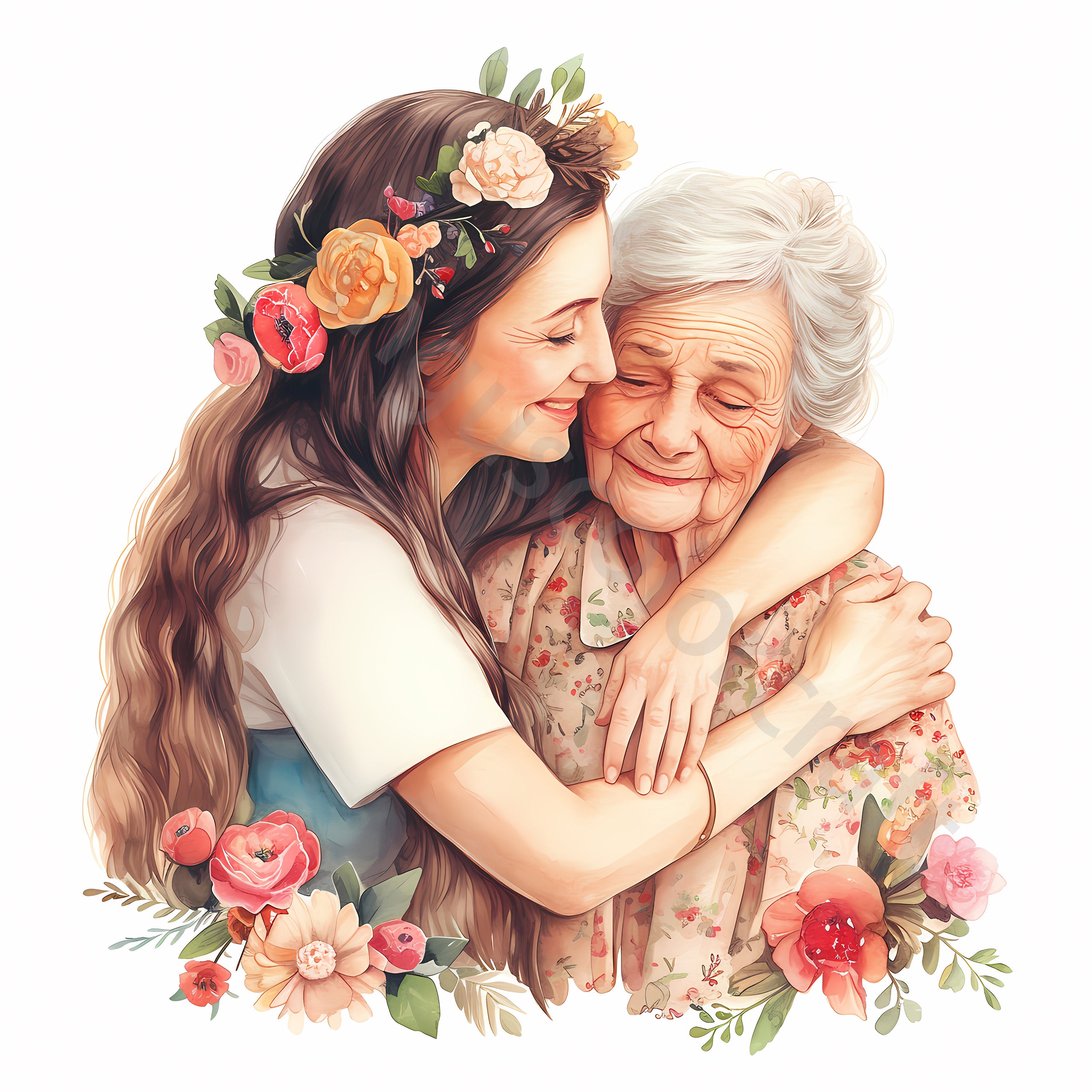 13 Mother's Day Clipart, Mother and Daughter Print, Printable ...