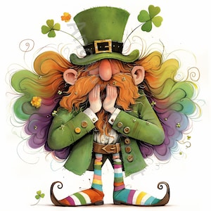 10 cliparts originaux de lutin, JPG aquarelle, journalisation indésirable, scrapbooking, fabrication de cartes, téléchargement numérique fantastique lunatique Saint-Patrick