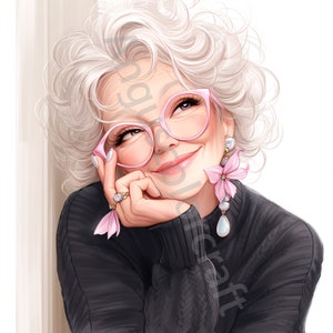 11 JPG insolites clipart jeune fille pour toujours, usage commercial, éphémères fantaisistes, aquarelle vieille dame Clipart, téléchargement immédiat, créations en papier