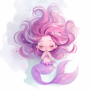 13 aquarel zeemeermin clipart, schattige zeemeermin, afdrukbare aquarel clipart, hoge kwaliteit JPG's, digitale download, papier ambachtelijke, ongewenste tijdschriften
