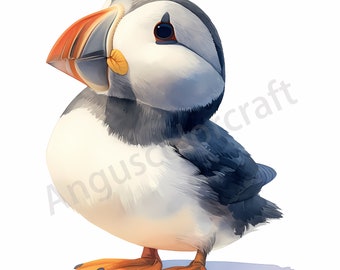 Acuarela lindo frailecillo clipart / adorable lindo frailecillo clipart paquete / 16 diseños de alta calidad / arte de vida silvestre / imprimibles / uso comercial