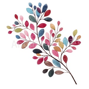 Blätter mit Zweigen und Beeren Cliparts-15 hochwertige JPGs-Digital Download Karte machen, Geschenk, personalisiert, kommerzielle Nutzung, Mixed Media
