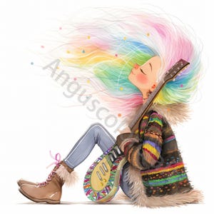 10 clipart fille rock excentrique, clipart JPG aquarelle vintage, Junk Journal, Scrapbooking, fabrication de cartes, téléchargement numérique, Fantasy lunatique Girl