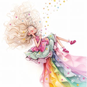 10 schrullig Sternenmädchen Clip Art, Aquarell Clipart JPG, Junk Journaling, Scrapbook, Kartenherstellung, digitaler Download, Fantasy, wunderliche Mädchen