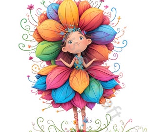 16 Quirky Flower Girl Clipart, Commercial Use, Whimsical Ephemera, Watercolor Clip art JPGs, Instant Download, Fantasy Junk Journal, Craft