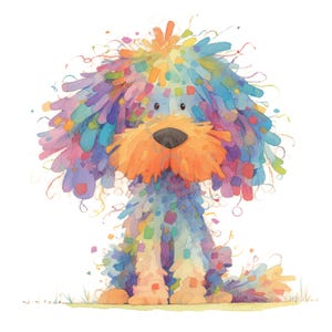 12 JPG Quirky Colorful Dog Clipart, Commercial Use, Whimsical Ephemera, Watercolor Funny Puppy Clipart Instant Download Paper Craft Cute Dog