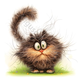 Frazzled Cat Clip Art 15 High Res Watercolor Jpgs for Junk Journaling ...