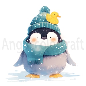 21 Paquete lindo de imágenes prediseñadas de pingüino, pingüino lindo, imágenes prediseñadas de invierno, pingüino bebé, pingüinos navideños, imágenes prediseñadas de Navidad, artesanía de papel