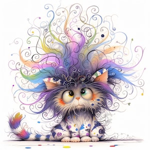 Image clipart chat énervé 16 haute résolution aquarelle chat drôle Clipart JPGs pour la journalisation indésirable, scrapbooking, fabrication de cartes, Kit de téléchargement numérique