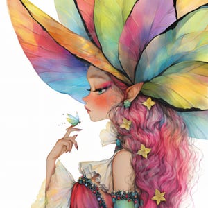 10 peculiares imágenes prediseñadas de hadas madrinas, imágenes prediseñadas de acuarela JPG, diario basura, álbum de recortes, creación de tarjetas, descarga digital, fantasía, chica caprichosa