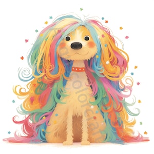 13 lindas imágenes prediseñadas de cachorros caprichosos, divertidas imágenes prediseñadas de perros coloridos, JPG de alta resolución, descarga digital, licencia comercial imprimible de imágenes prediseñadas de acuarela