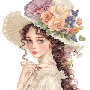 13 Bundle de clipart fille bohème aquarelle, Clipart femme britannique vintage de style bohème, fabrication de cartes, journal indésirable, scrapbooking, usage Commercial