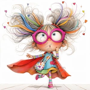 13 Clipart fille originale, usage commercial, éphémères fantaisistes, téléchargement immédiat des cliparts aquarelle JPG, journal indésirable fantastique, créations en papier