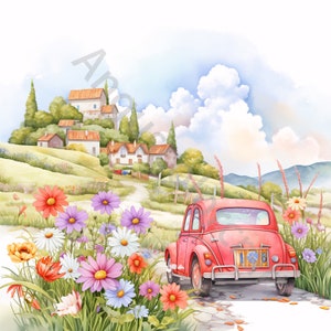 12 aquarel platteland clipart bundel, wilde bloemen clipart-10 hoge kwaliteit aquarel jpg's-journaling, scrapbook levering, digitale download