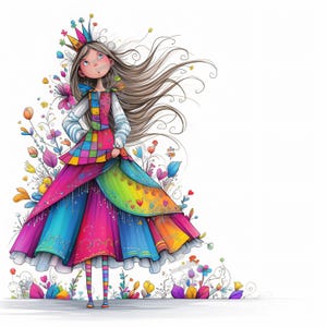 Eigenzinnige prinses Clip Art 12 high-res aquarel jpg's, junkjournaling, scrapbooking, kaarten maken, digitale downloadkit, eigenzinnige koningin clipart