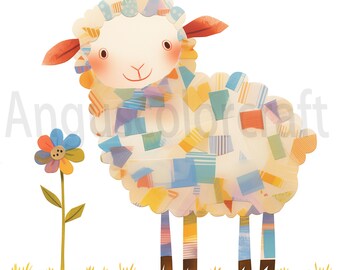 Collage-Style Sheep Clipart Bundle - 20 High Quality JPGs, Commercial use, Memory Books, Digital Planners, Craft, Printable, Scrapbooking