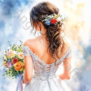 10 Clip Art de Noiva, Garota de Casamento, Clipart de Aquarela JPG, Diário de Lixo, Álbum de Recortes, Criação de Cartões, Download Digital, Fantasia, Caprichoso