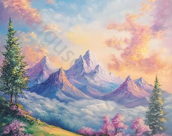 10 JPG Mountain Clipart, Landscape Clipart, Mountain, Watercolor Mountain Clipart Bundle, Landscape, Sublimation, Digital Download, Wall Art