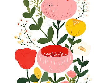 Clipart fiori primaverili, 18 JPG di alta qualità, Clipart di fiori di campo, Clipart primaverili, Clipart di fiori di campo, Clipart floreali, Clipart estivi