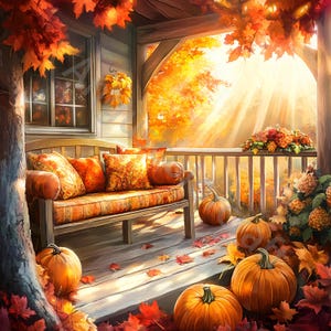 12 vérandas en automne, aquarelle JPGs, journal indésirable, scrapbooking, fabrication de cartes, téléchargement numérique fantaisie lunatique automne feuilles automne