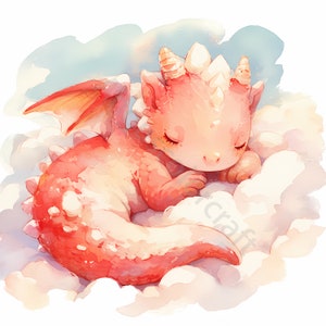 15 Baby Drache auf Wolke, Clipart, DIGITAL DOWNLOAD, Aquarell Clipart Drachen, Fantasy Clip Art Bundle, niedliche Grafik, kommerzielle Bilder