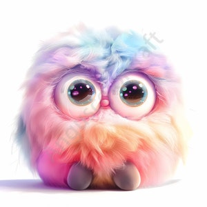 Flauschige Monster, Flauschige Monster, 13 JPG, Digital Download, Aquarell Cartoon Tier, Papierhandwerk, Kommerzielle Nutzung