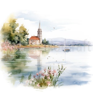 Mountain Landscape Lake Clipart - 18 JPG di alta qualità, Uso commerciale, Libri di memoria, Pianificatori digitali, Artigianato, Stampabile, Scrapbooking