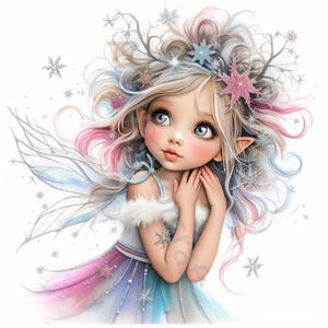 12 schrullig Winter Fee Clipart, kommerzielle Nutzung, wunderliche Ephemera, Aquarell JPGs, Sofort Download, Fantasy Junk Journal, Papier Handwerk