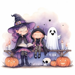 10 JPG Quirky Halloween Clip art, Uso commerciale, Effimere stravaganti, Clipart di strega di Halloween ad acquerello, Download immediato, Lavoretti di carta