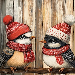 10 imágenes prediseñadas de pájaros invernales extravagantes en formato JPG, uso comercial, efímeras extravagantes, imágenes prediseñadas de pájaros navideños en acuarela, descarga instantánea, manualidades de papel