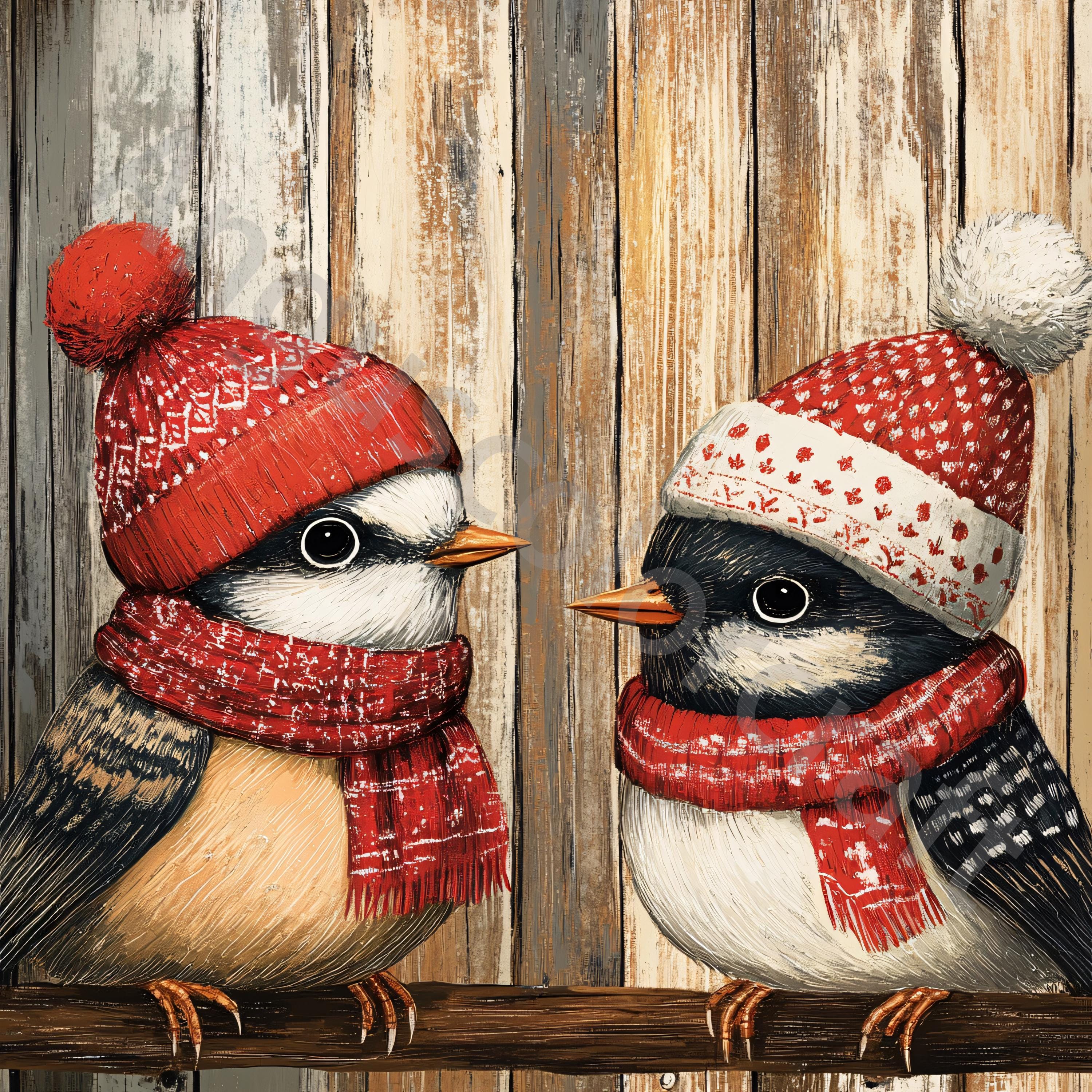 10 Jpgs Quirky Winter Birds Clipart, Commercial Use, Whimsical