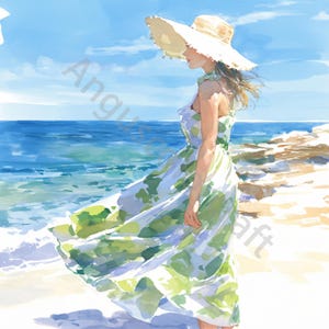 10 JPG Clip Art di "Passeggiata solitaria sulla spiaggia", Clipart ad acquerello, Diario spazzatura, Album di ritagli, Creazione di biglietti, Download digitale, Fantasia, Estate stravagante
