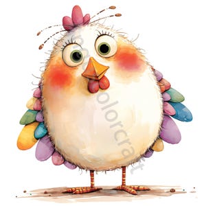 10 cliparts bébé poulet original, aquarelle Clipart JPG, journal indésirable, scrapbooking, fabrication de cartes, téléchargement numérique, animal fantaisiste fantastique