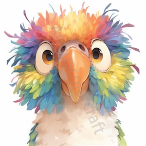 10 images clipart perroquet original JPG, aquarelle d'oiseau, journal indésirable, scrapbooking, fabrication de cartes, téléchargement numérique, perroquet éreinté fantastique lunatique