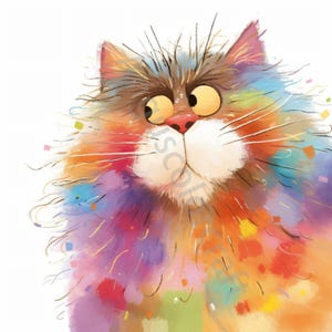 10 images clipart chat excentrique JPG, cliparts aquarelle, journal indésirable, scrapbooking, fabrication de cartes, téléchargement numérique, fantastique, chaton drôle lunatique, animal de compagnie