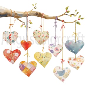 Día de San Valentín Love Clipart - 18 JPG de alta calidad, Scrapbooking, Libros de memoria, Planificadores digitales, Descarga instantánea, Fondo de acuarela