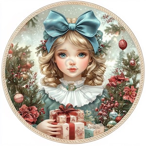 Fille victorienne de Noël Clipart 10 JPG aquarelle haute résolution, journal indésirable, scrapbooking, fabrication de cartes, téléchargement numérique fantastique, fantaisiste