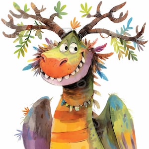 10 cliparts Dragon original, aquarelle Clipart JPG, journal indésirable, scrapbooking, fabrication de cartes, téléchargement numérique, fantastique animal drôle lunatique