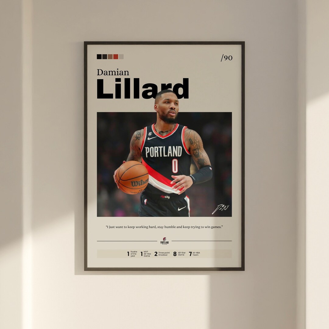 Damian Lillard Poster, Basketball Poster, NBA Player Wall Art, Home