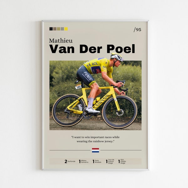 Mathieu Van Der Poel Radsport Poster, Fahrradkunst, Radsport Champion Kunstdruck, Sport Wanddekoration, Radsport Van Der Poel Fan Geschenk