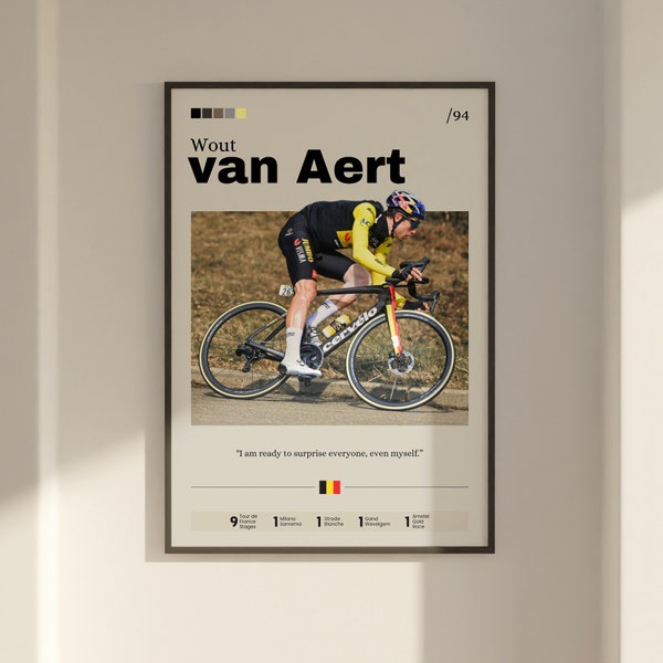 Wout van Aert Radsport Poster, Fahrradkunst, Radsport Champion Kunstdruck, Sport Wanddekoration, Radsport van Aert Fan Geschenk