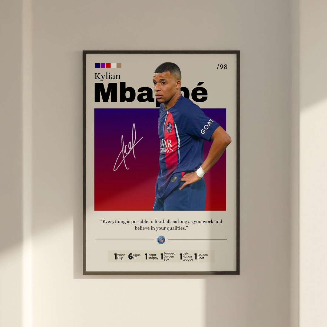 Kylian Mbappe Back Signed France 2022 Home Shirt In Classic Frame