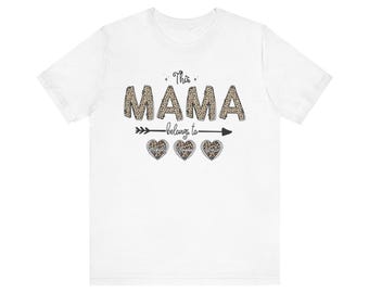 Customizable Leopard Print Mother's Day Tshirt, Personalized Tee for Mom, Gigi, Grandma, Unisex Jersey Shirt, Custom Gift Idea
