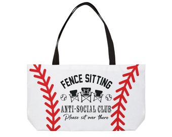 Large Baseball Fence Sitting Anti-Social Club Athletic Weekender Tote Bag for Travel and Sports