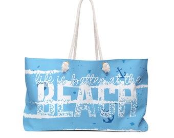 Trendy Life at the Beach Weekender Canvas Tote Bag for Travel