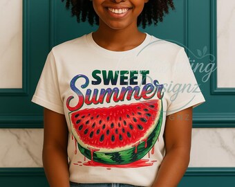 Summer png, Sweet Summer Watermelon Sublimation Design Vibrant JPEG