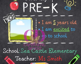 1st Day of School Pre-K Chalkboard | Back to School | Chalkboard Poster